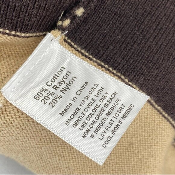 Covered by Suss Women's Tan Brown Striped Scoop Neck Designer Knit Sweater S/C44 - Picture 9 of 9